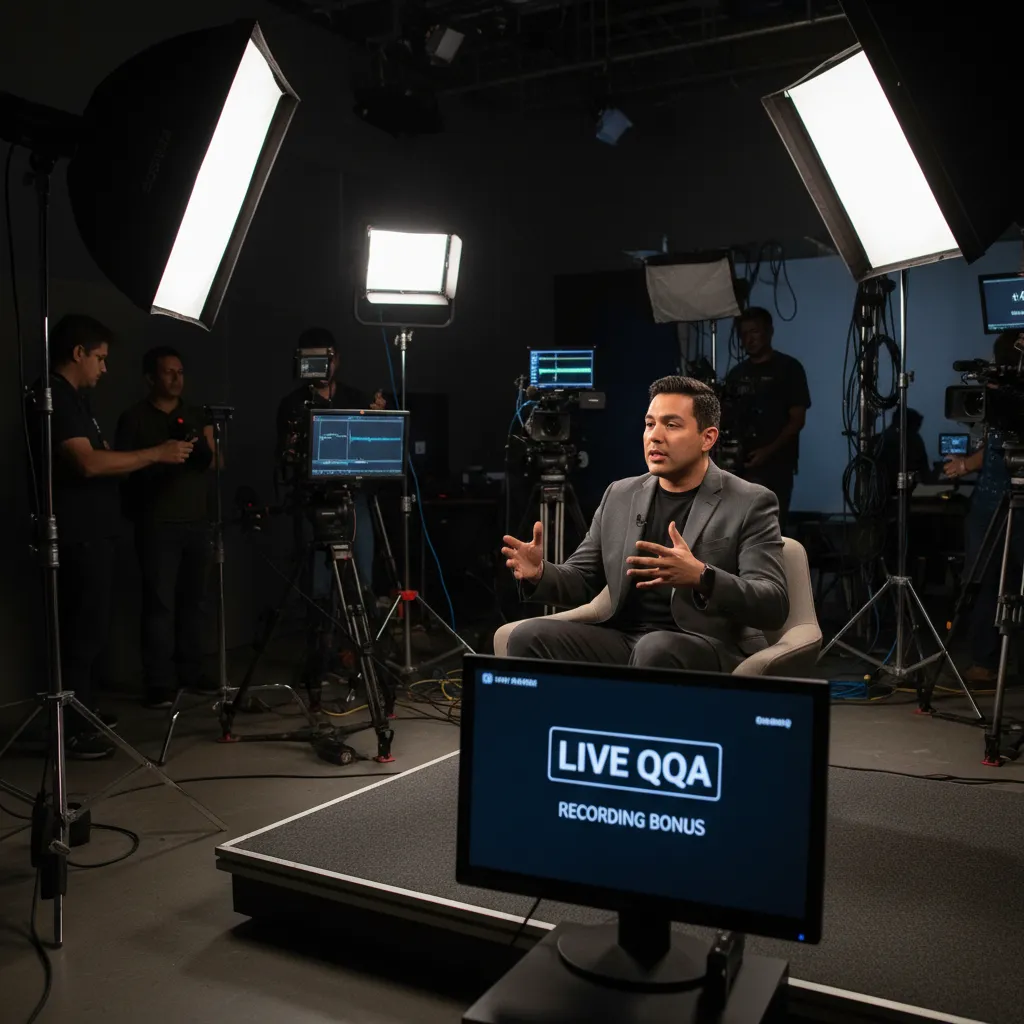 Erick Magana answering questions in a studio, representing the live Q&A recording bonus.