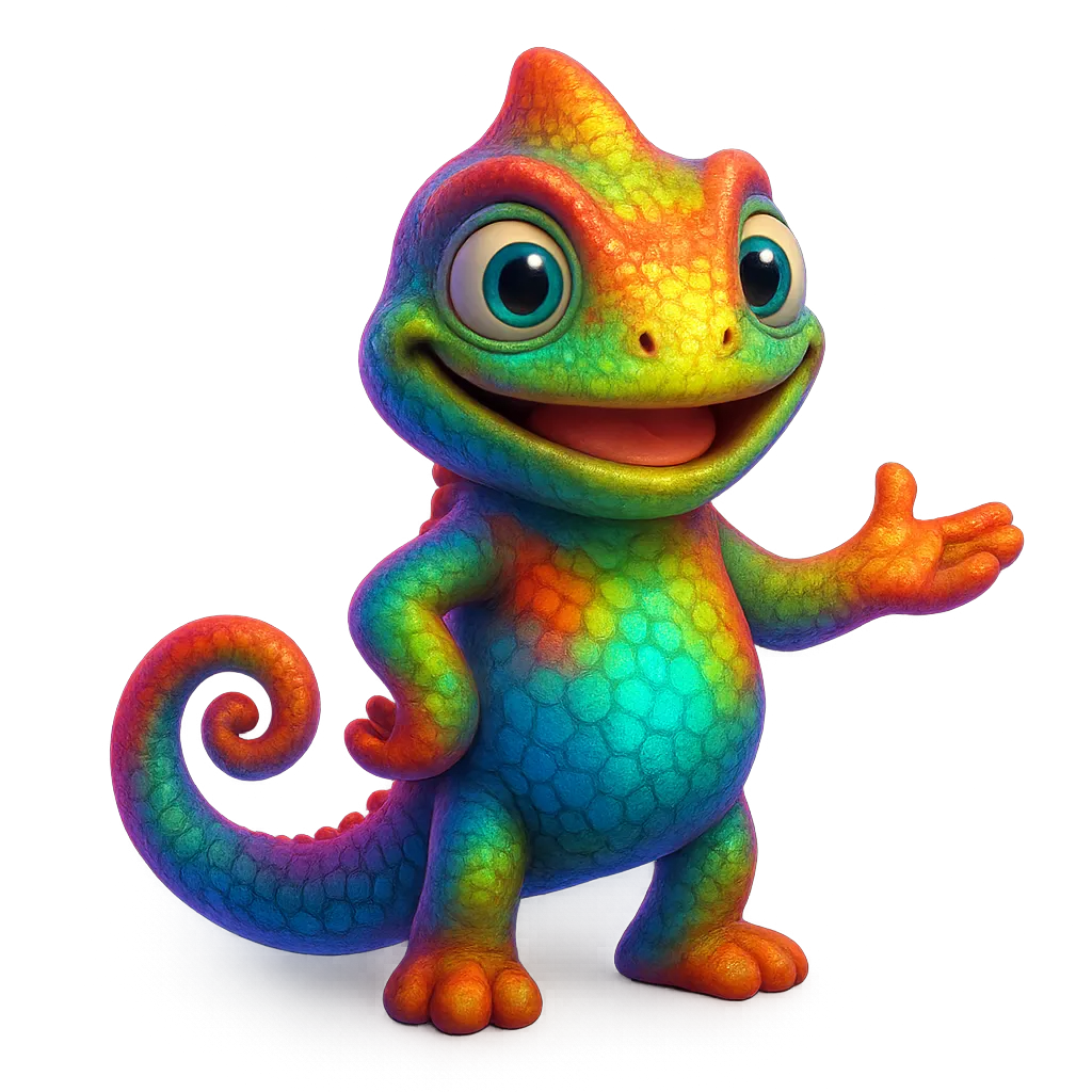 SPEC the colorful adaptive chameleon mascot for The Human Code Secret