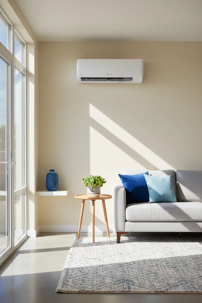 Sleek indoor mini split unit in a beautiful modern Sacramento room