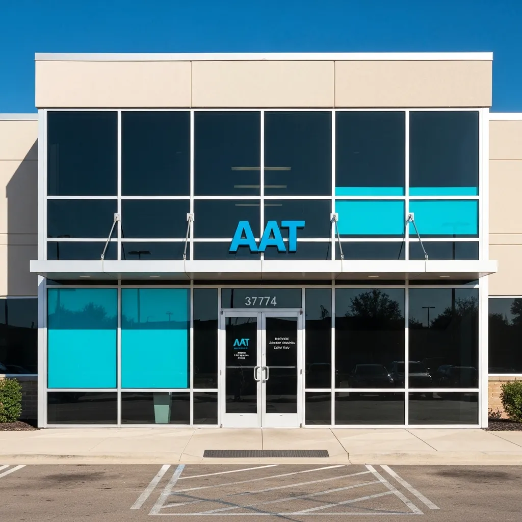 Professional office facade and location map for AAT Legacy Solutions in Addison, TX