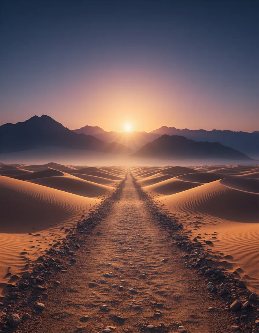 A desolate yet beautiful wilderness path at sunrise