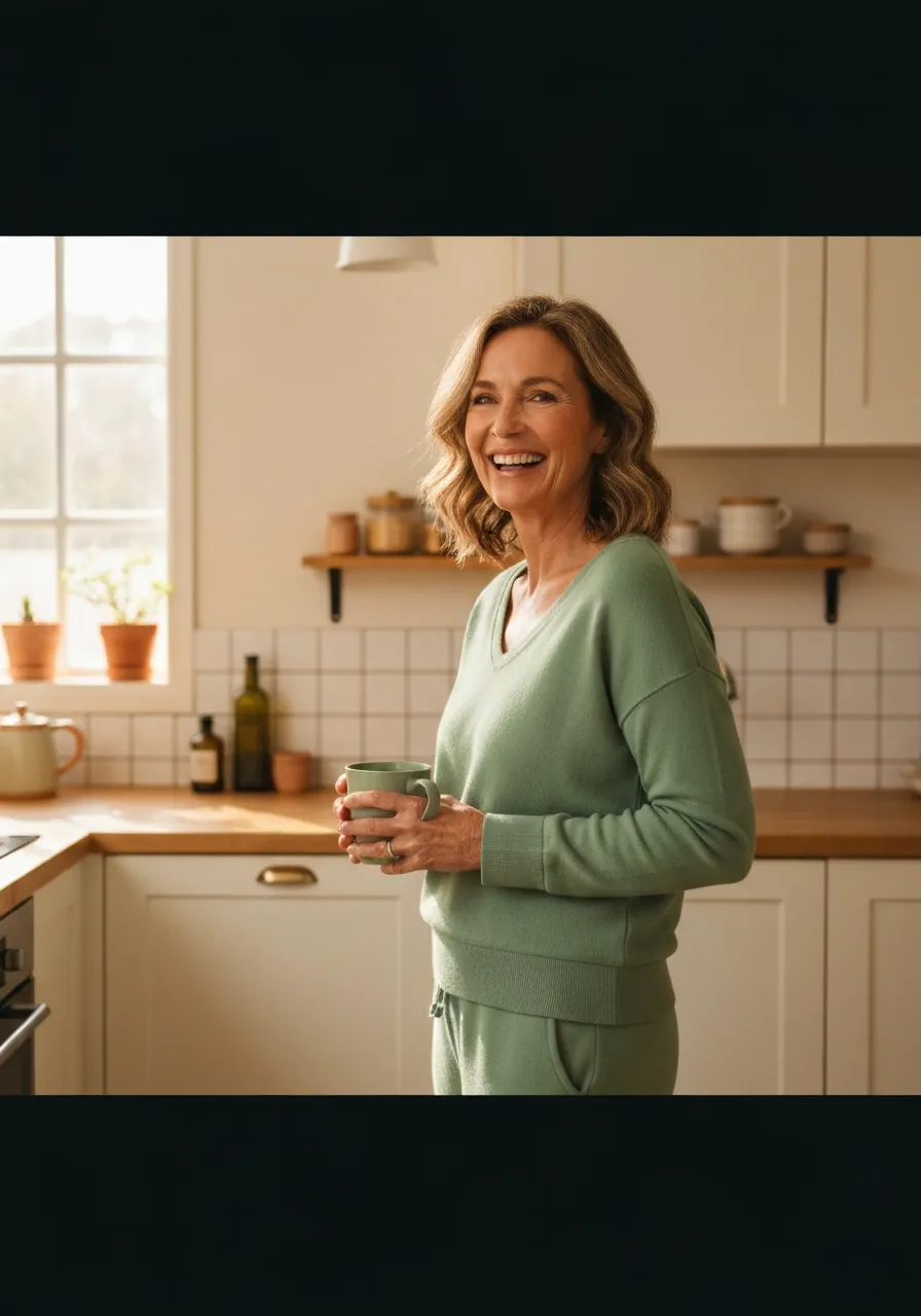A vibrant and energetic woman in her 50s, representing vitality and a healthy second act.