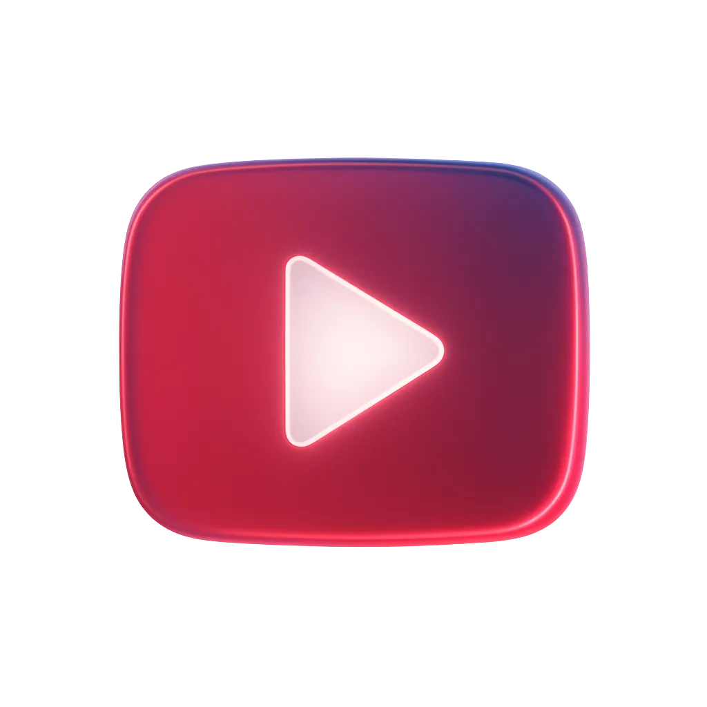 3D Red Play Icon for YouTube Growth