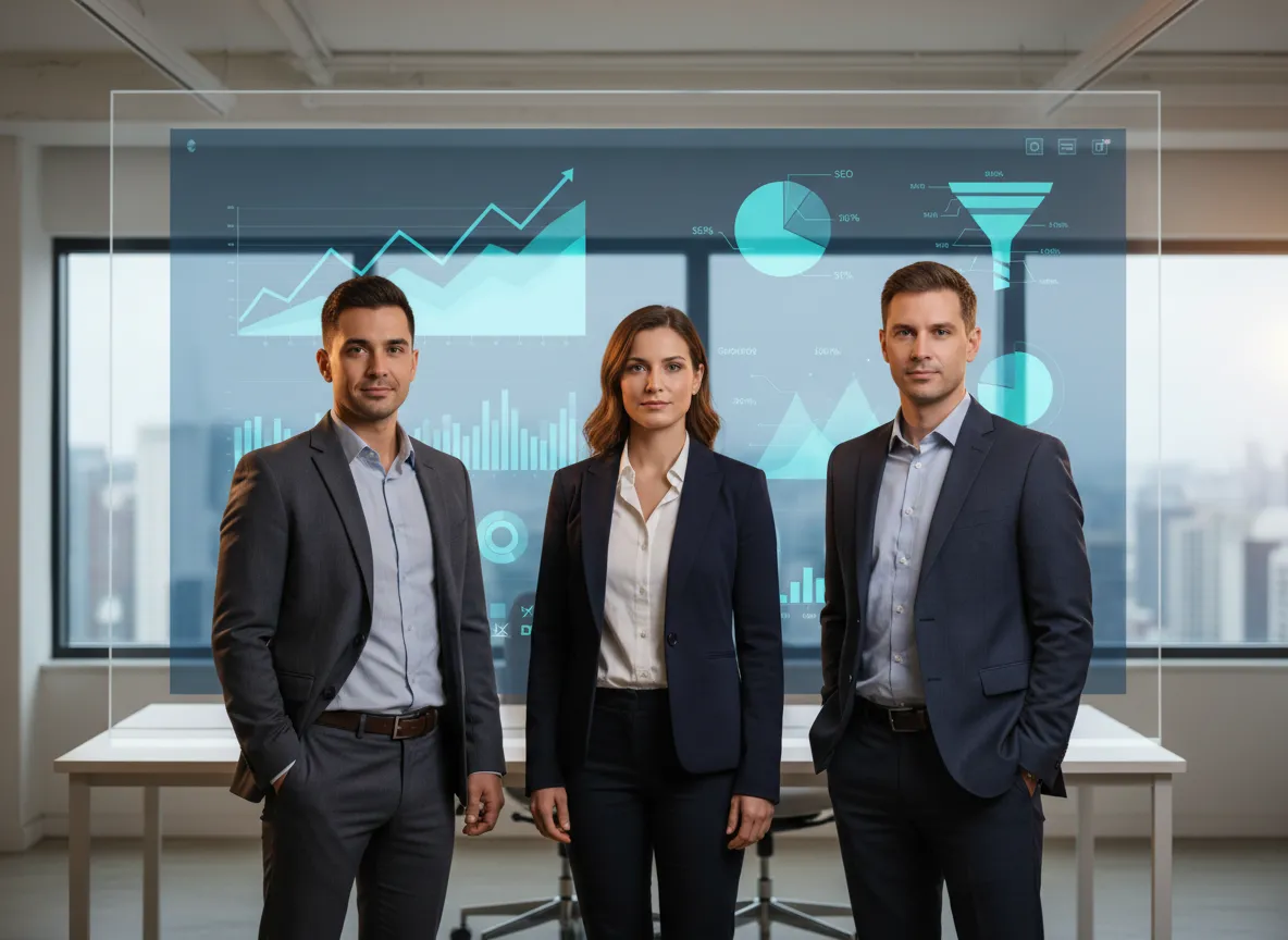 Founders of Web Easy Pro reviewing performance metrics