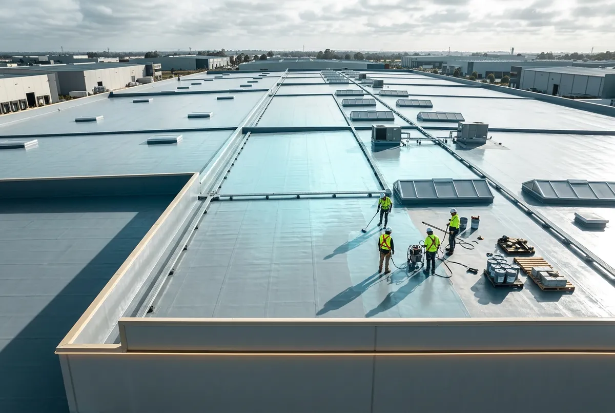 Commercial flat roofing system with heavy-duty heat-welded seams