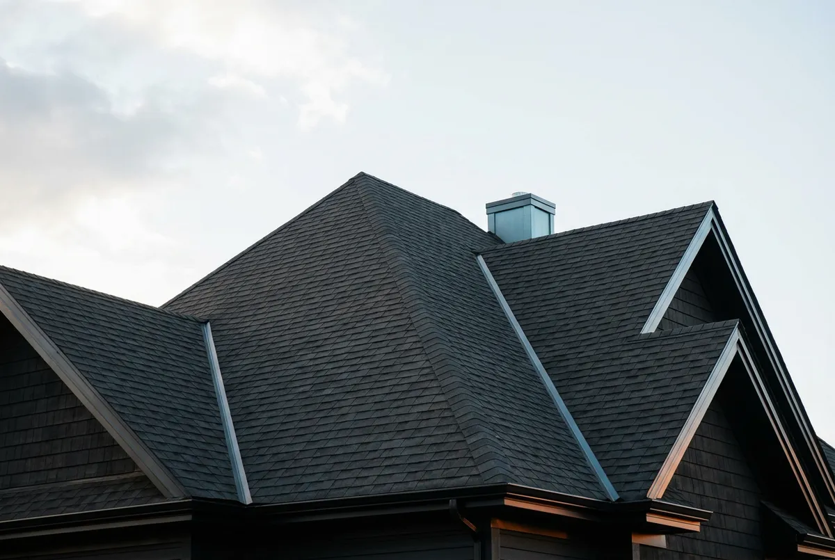 Architectural residential roofing installation with steep shingles