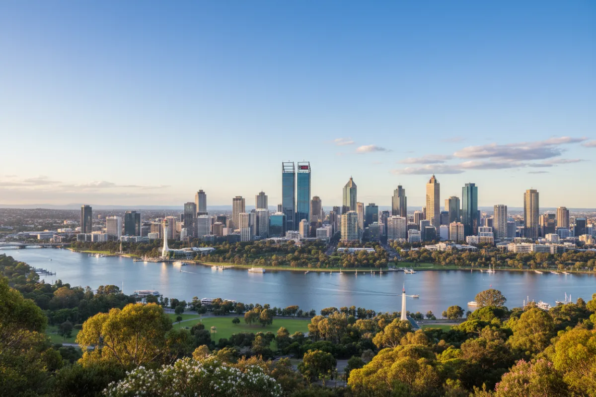 Perth CBD skyline from Kings Park panoramic