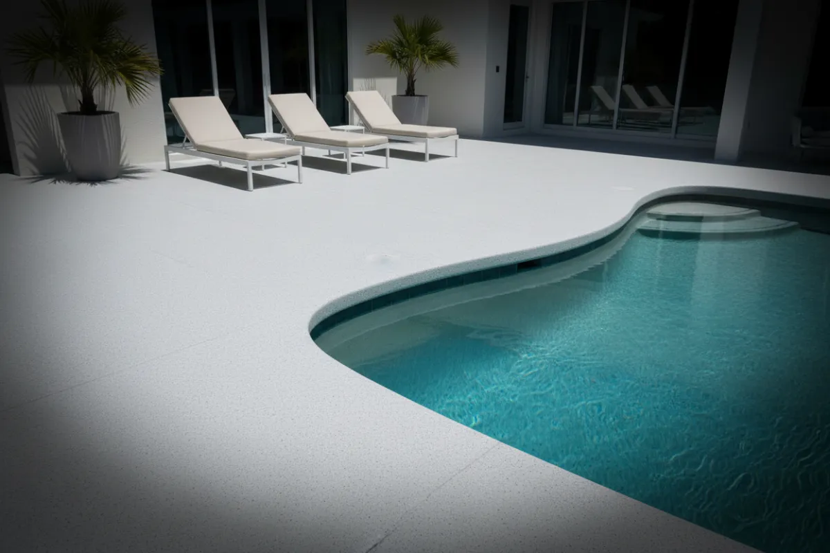 Resurfaced concrete pool deck in Jacksonville Florida home