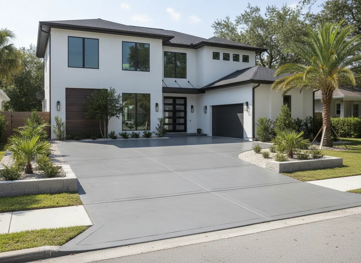 New concrete driveway in Jacksonville Florida