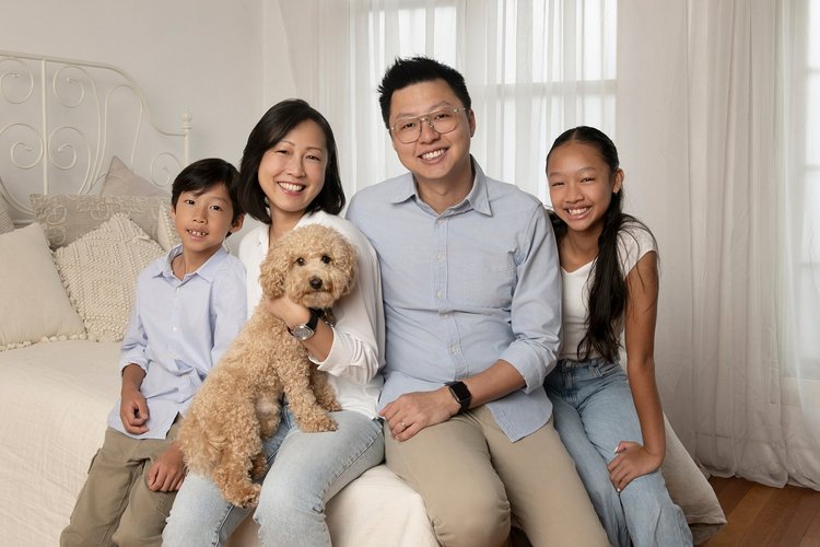 Family portrait with dog