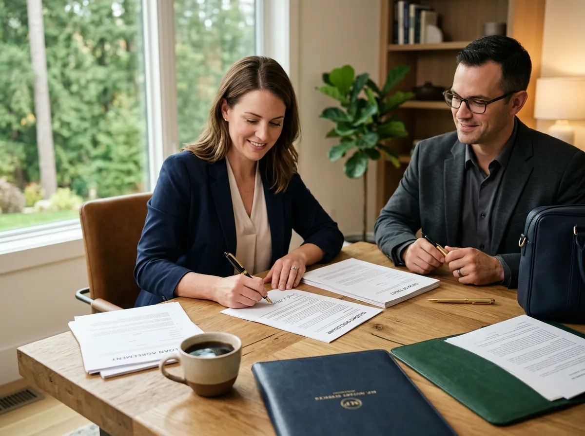 Signing property closing documents with a certified mobile notary