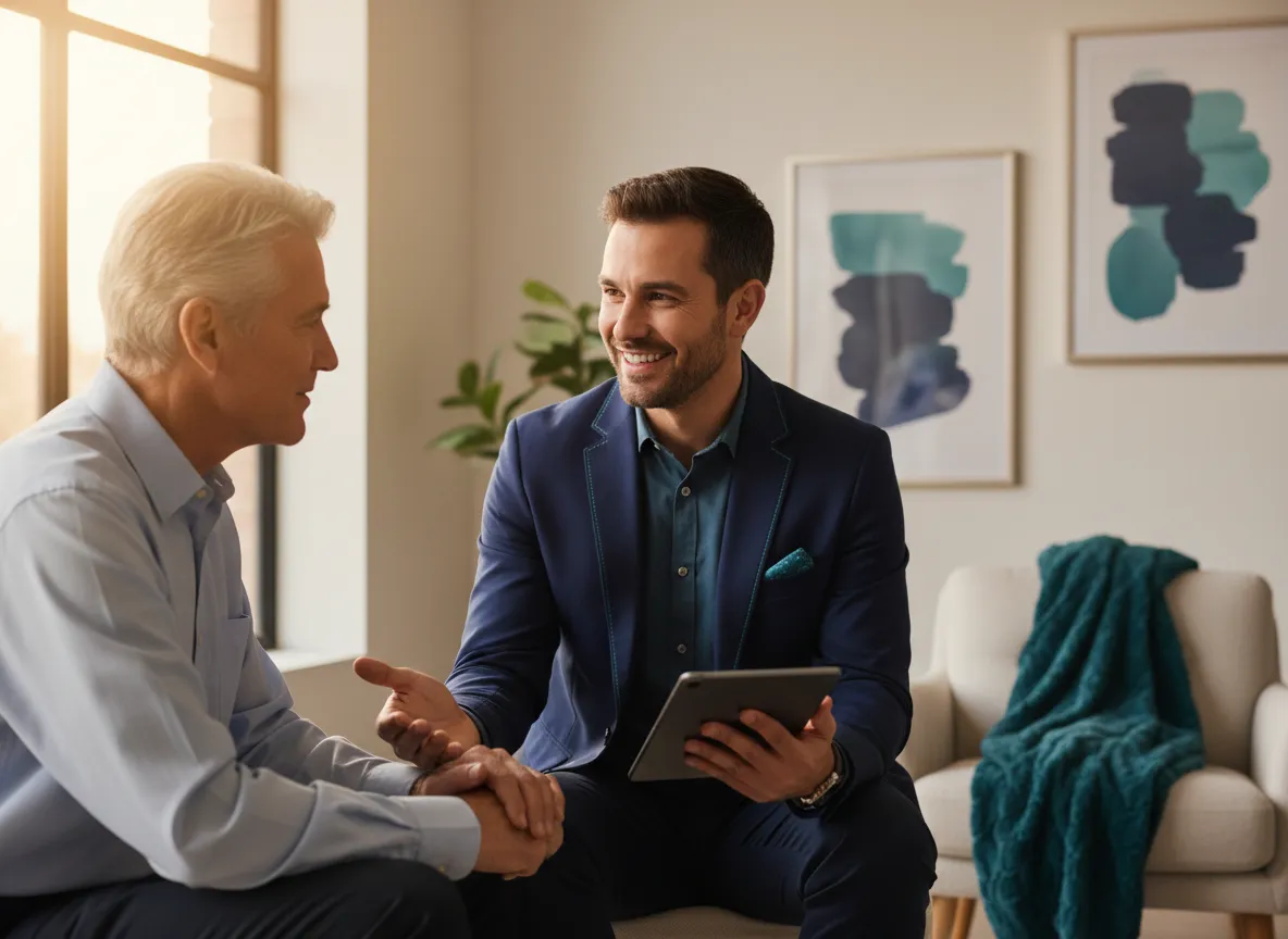 Friendly advisor answering health insurance questions