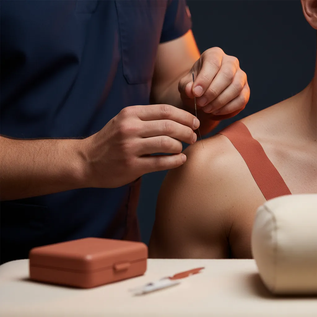 Clinical dry needling application for muscle tension relief