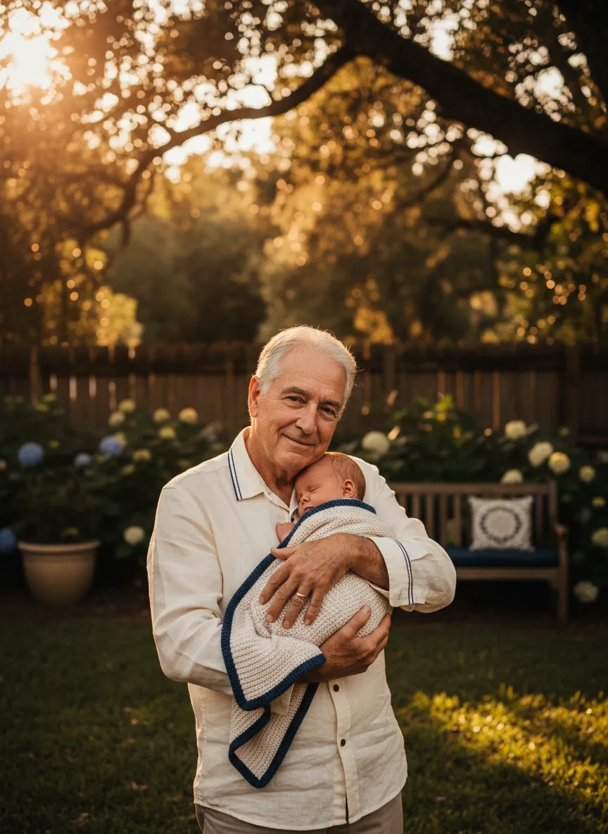 A warm, sunlit photo of parents enjoying time with their child, representing peace of mind.