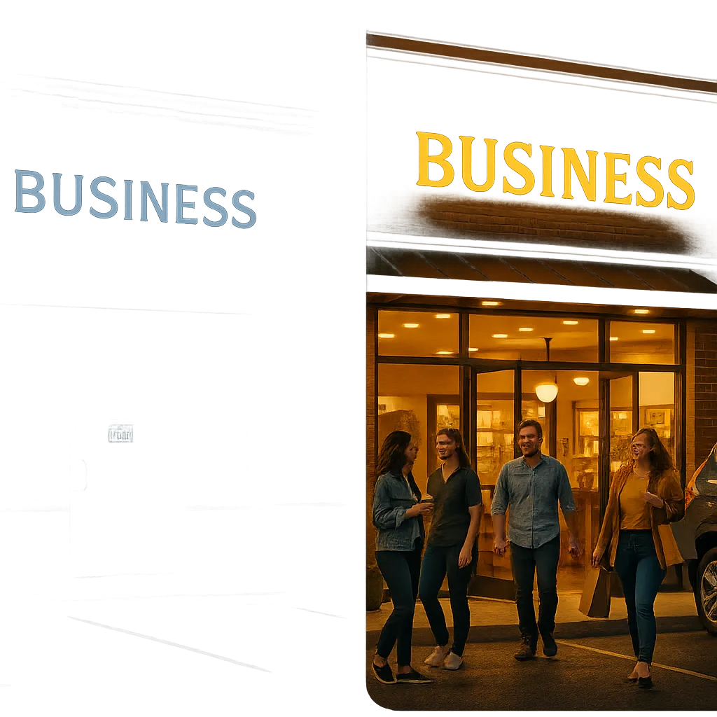 Visual comparison showing a business with low reviews losing to a competitor with high reviews