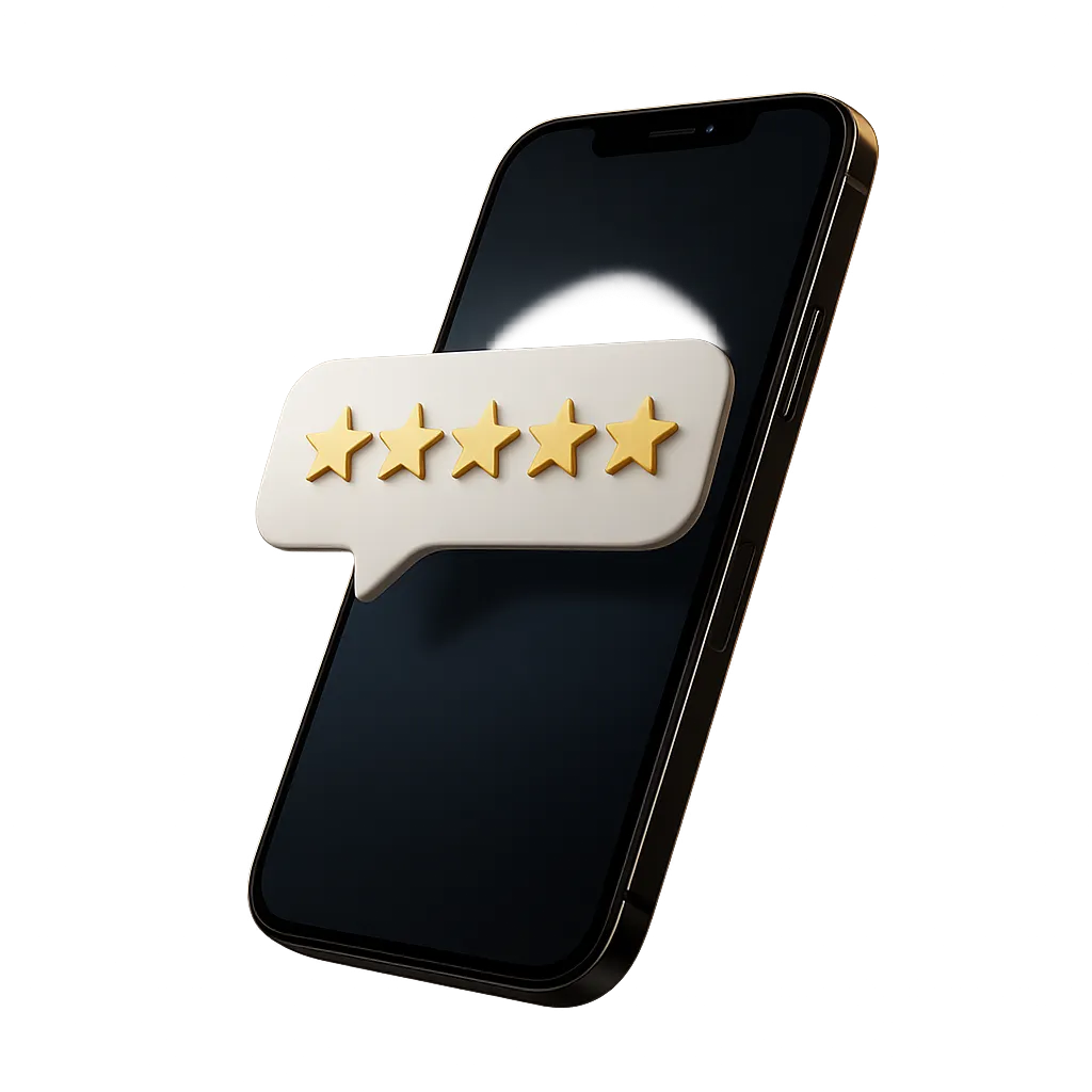 Smartphone displaying a 5-star Google Review notification