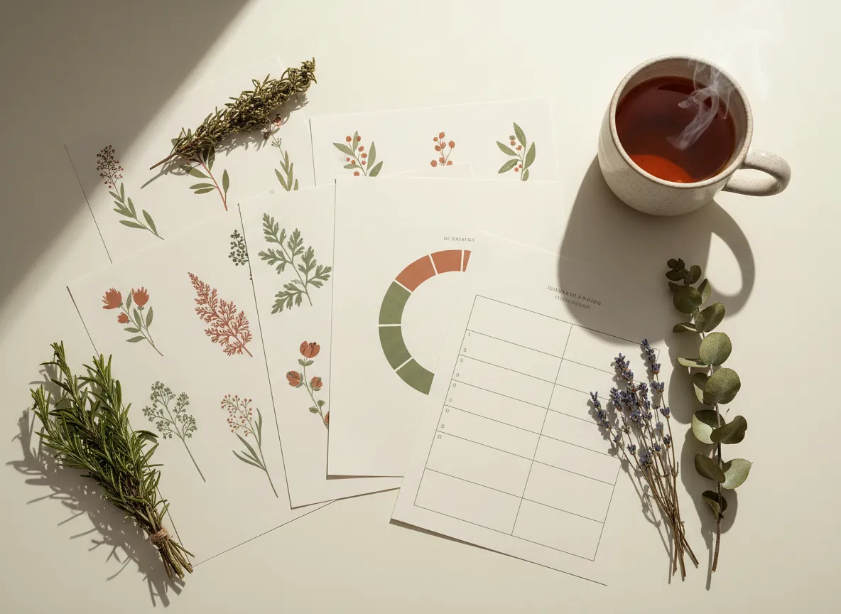 Preview of printable herbal learning pages and remedy charts