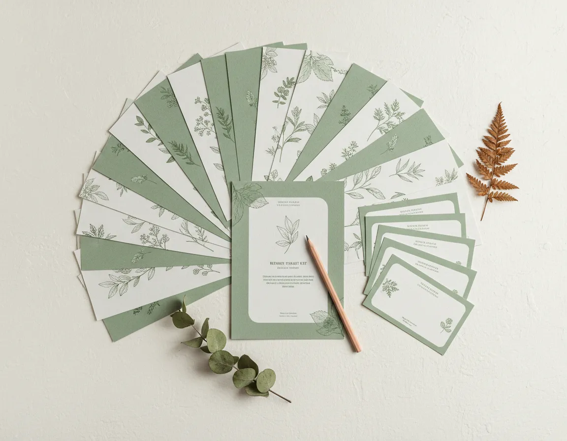 Herbal quick-start kit pages and cards