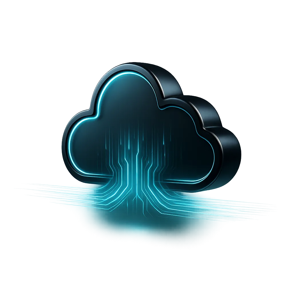 Glowing futuristic cloud-network hub