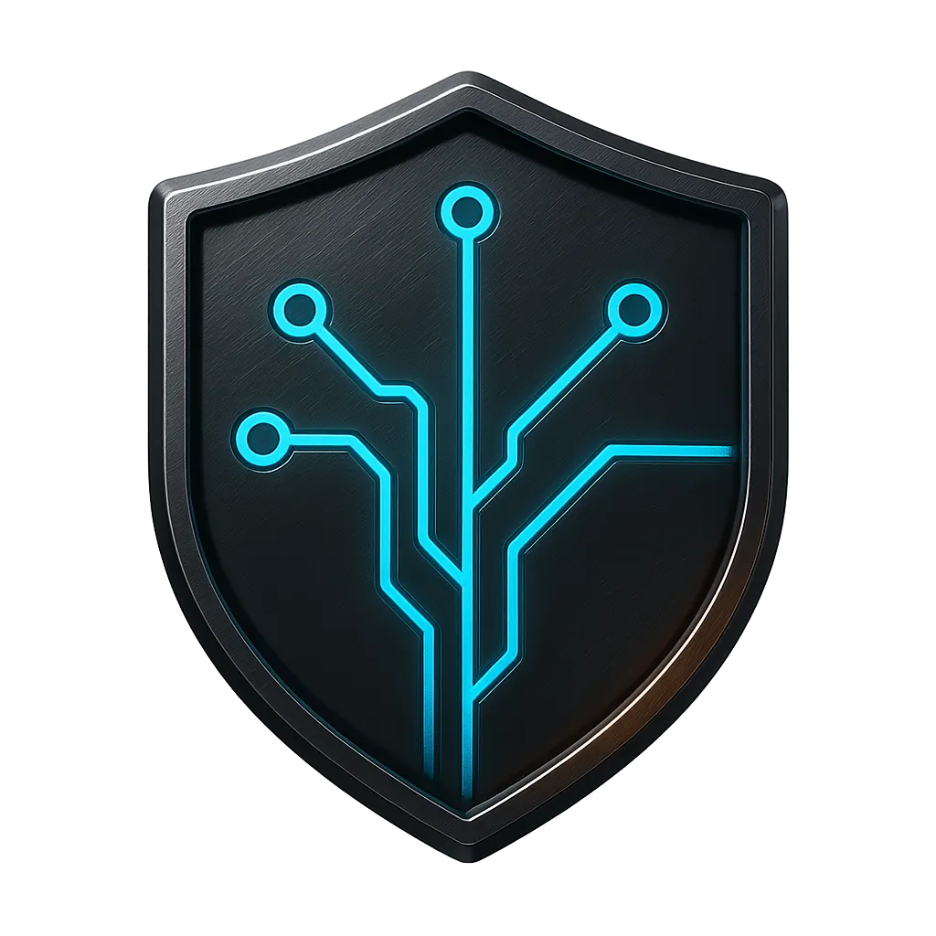 High-tech quality assurance certification badge cutout visual