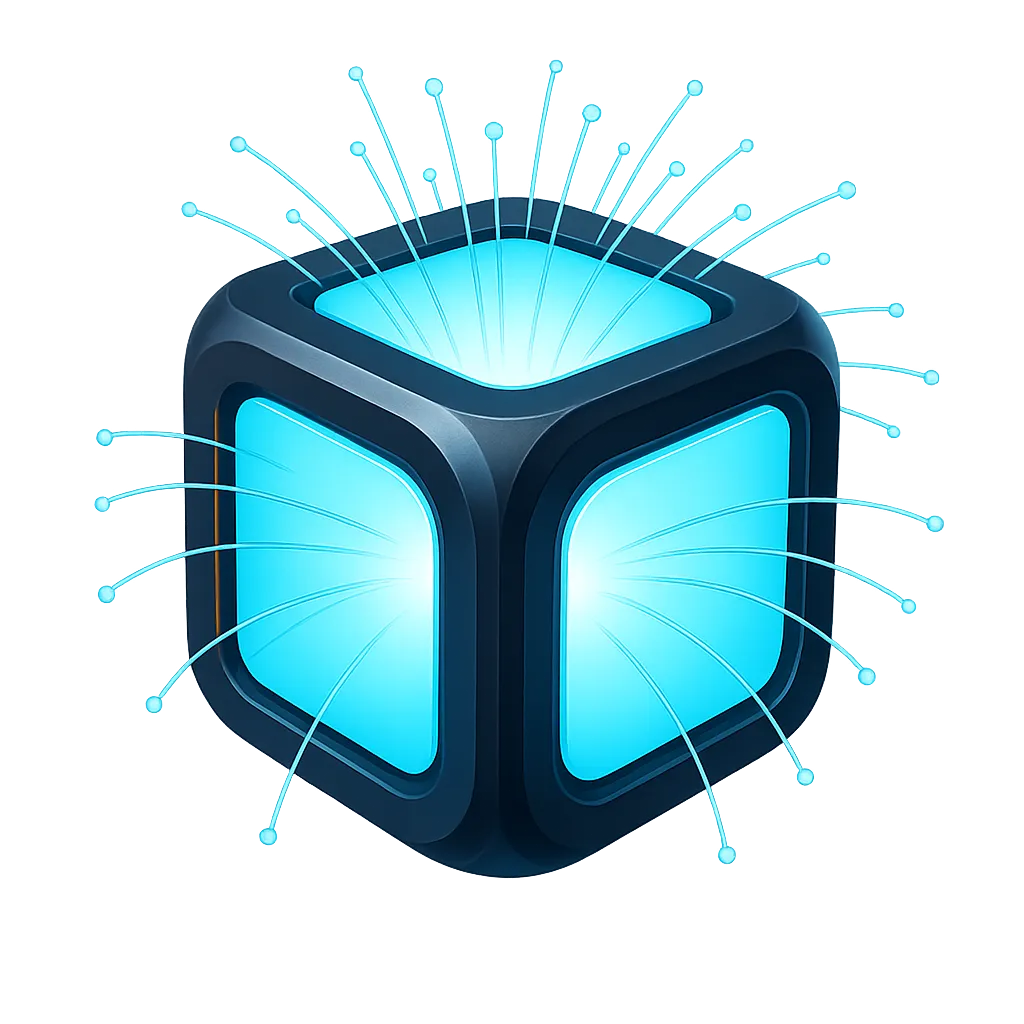 High-tech abstract 3D cyan network node diagram