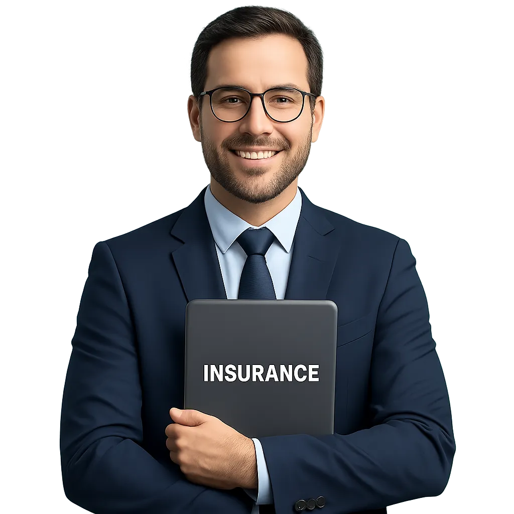 Professional insurance agent holding a tablet