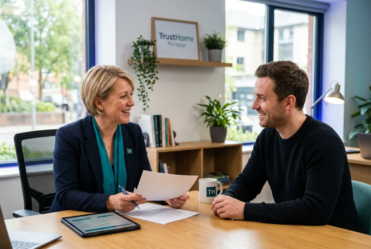 A dedicated mortgage advisor having a supportive one-on-one consultation with a homebuyer