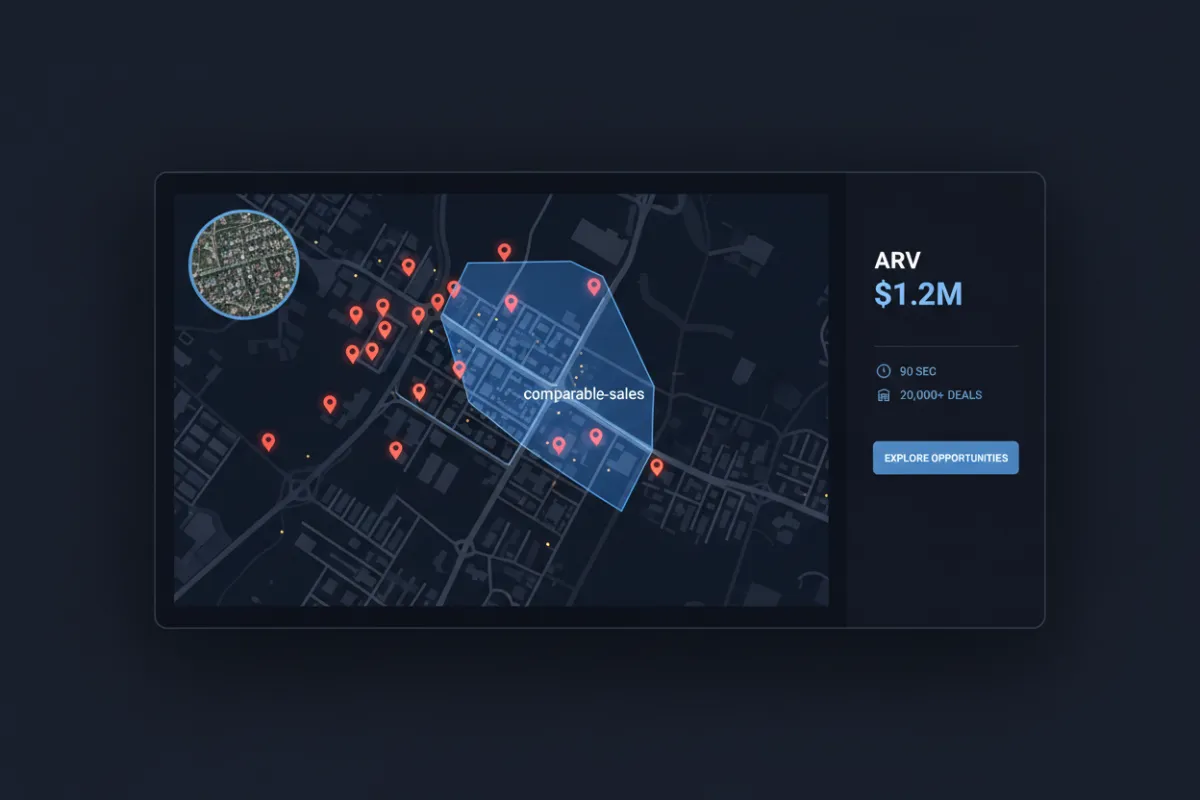 Deeper Intel visualization showing map, analytics, and property insights