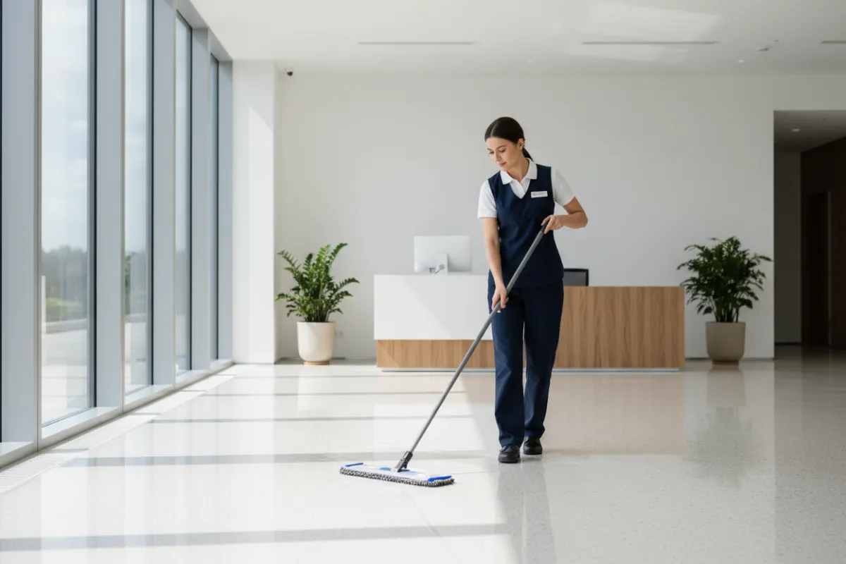 Professional cleaning team at work