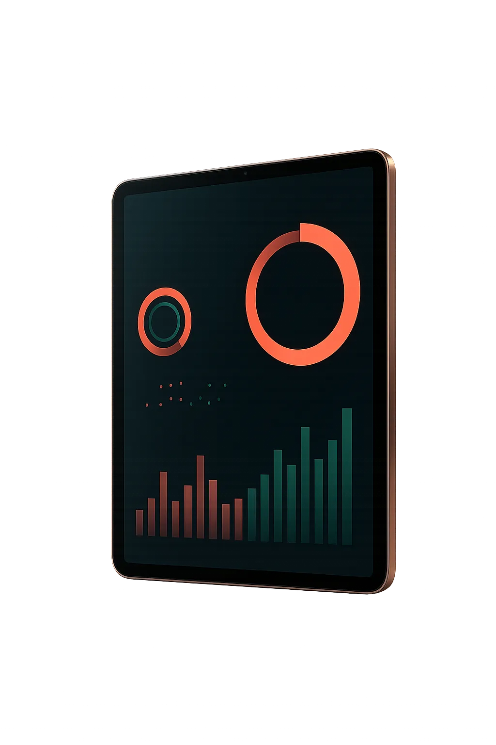 Tablet displaying complimentary business audit report with performance scorecard and growth rings