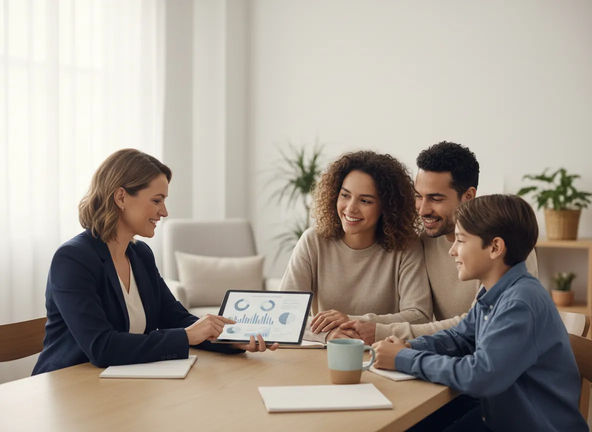 Advisor from Hester Solutions Group discussing life and health coverage with a family