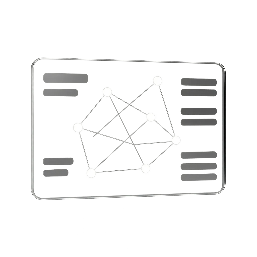 Sleek monochromatic digital node and AI automation dashboard mockup