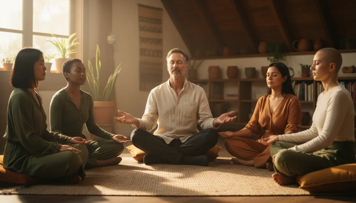 Peter Bennett leading a somatic kindness practice with a small group