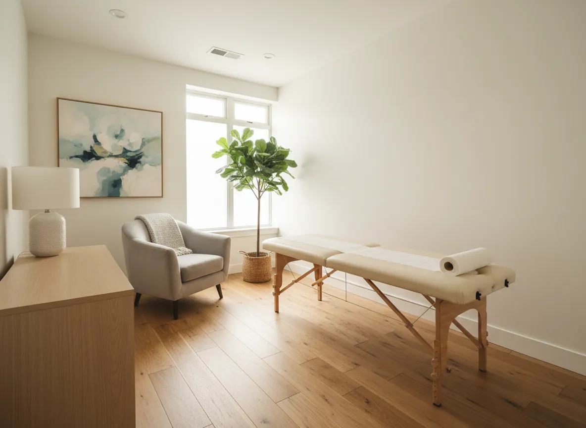 Calm chiropractic consultation room in Cumbria