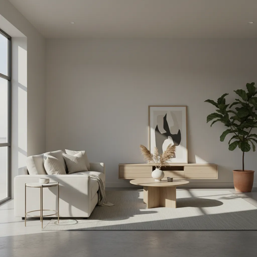 Interior living room staging in a square crop.