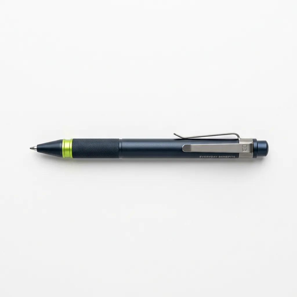 EB Machined Rollerball Pen overhead flat-lay mockup