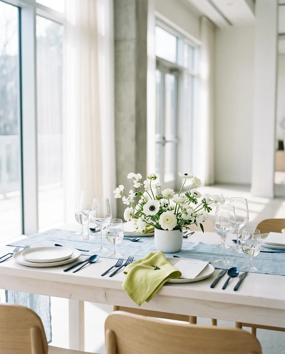 Sophisticated high-key editorial lifestyle scene capturing quiet luxury and curated living