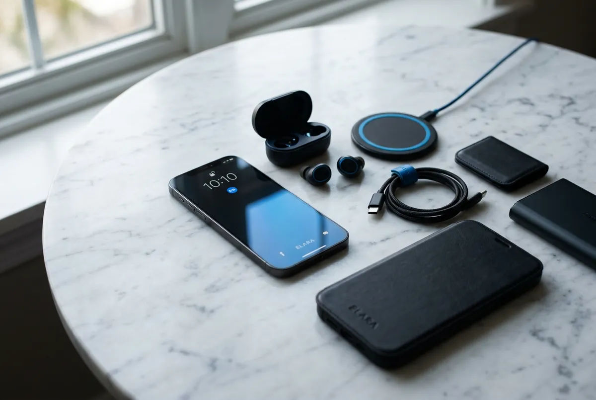 Sleek modern smartphones and wireless mobile device accessories