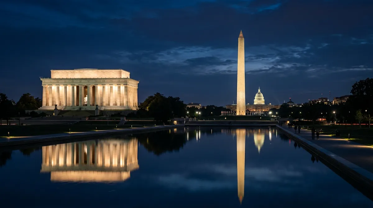 Washington DC monuments at night