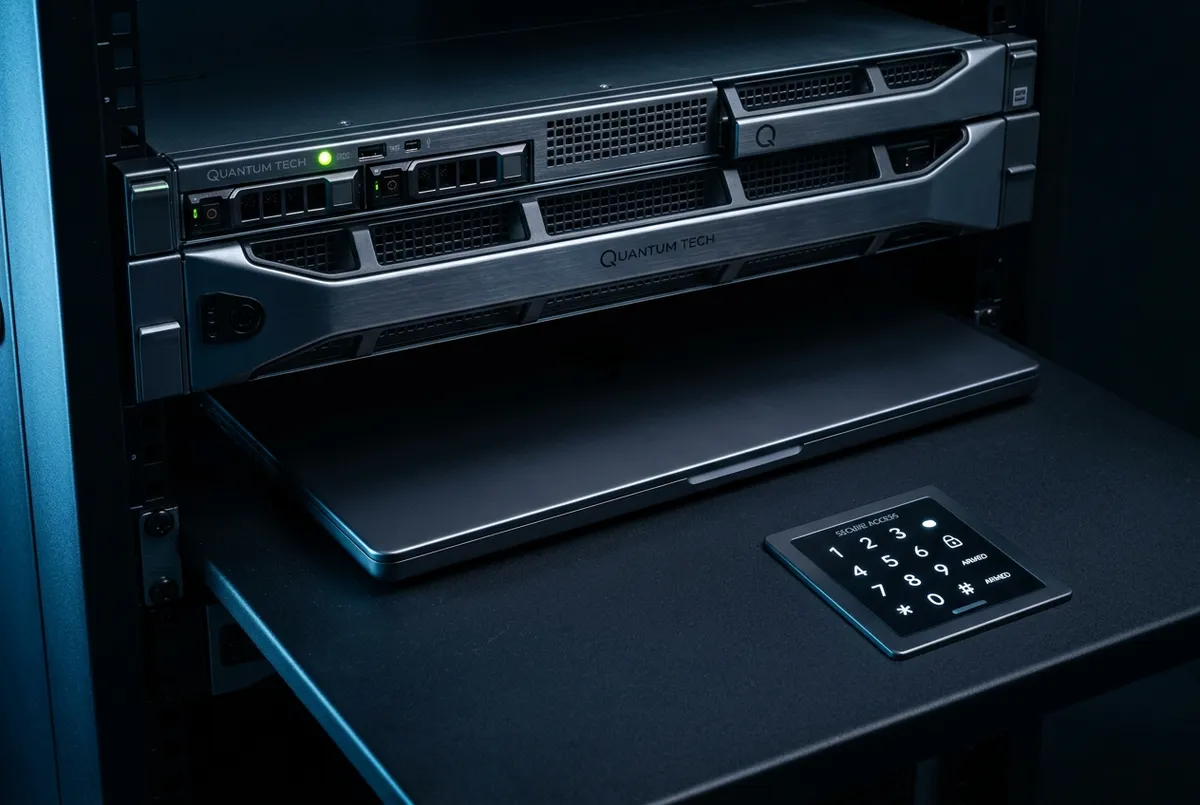 IT, Technology & Security Systems - advanced server architecture and sleek hardware interface