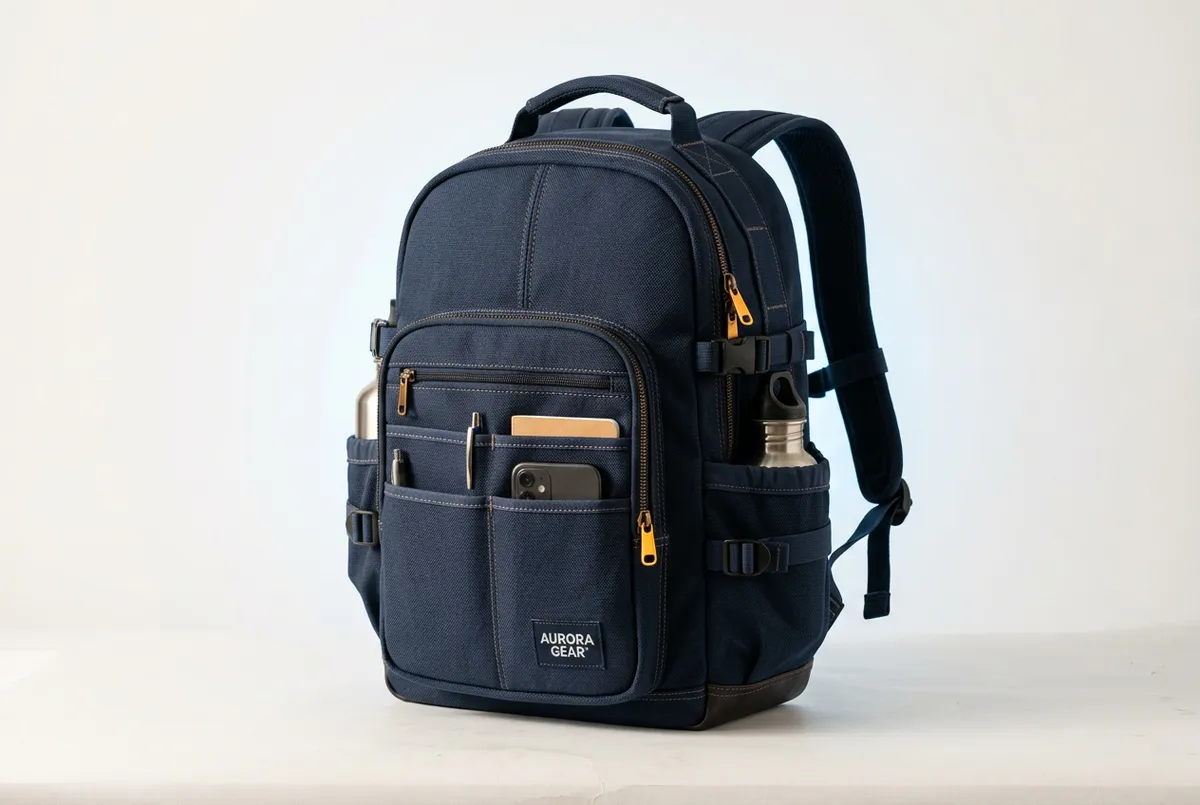 Durable ergonomic school backpack in navy blue with organizer pockets