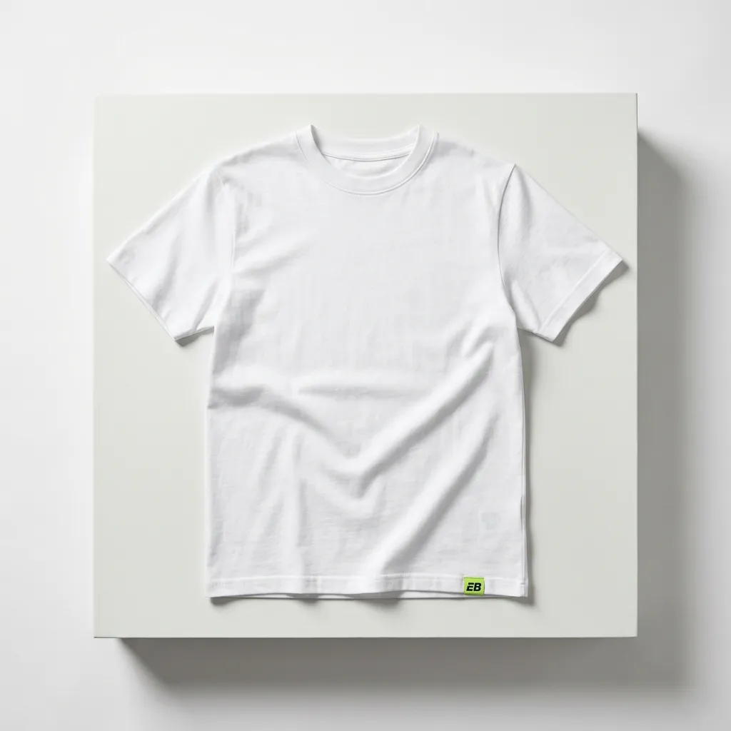 Signature Tee in White product mockup on clean studio background