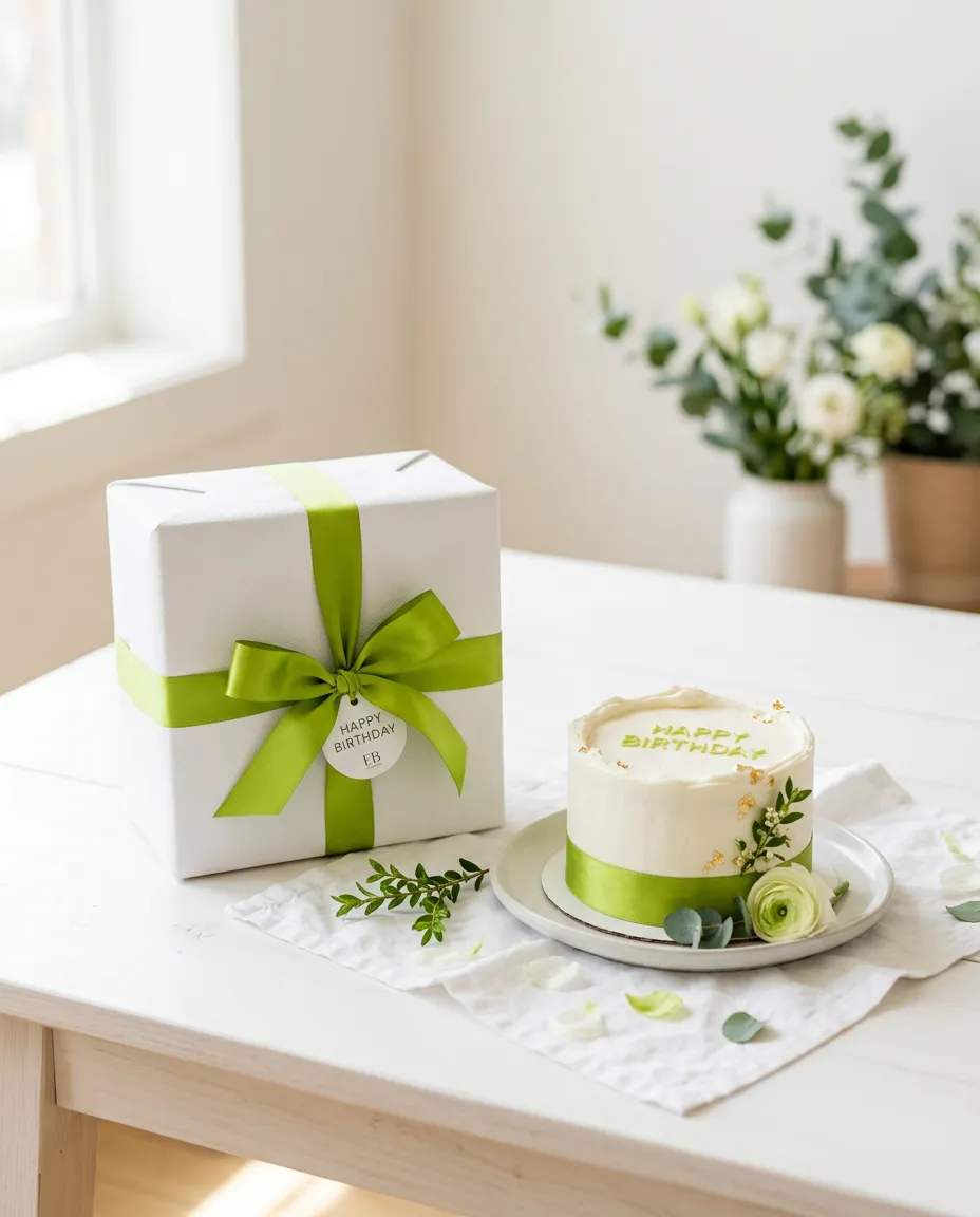 Joyful birthday celebration with colorful floral arrangements and gifts