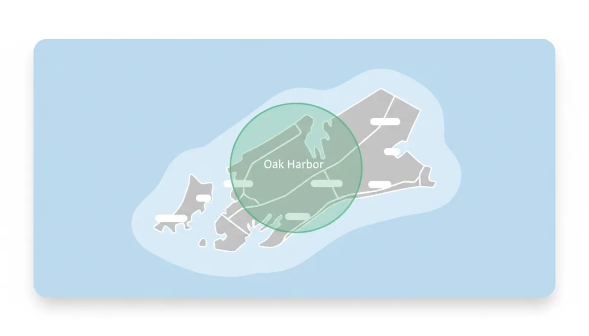 Map style placeholder of Oak Harbor service area