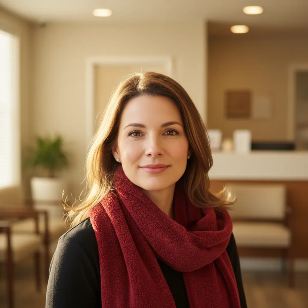 Portrait of Sarah M., a patient experiencing allergy relief