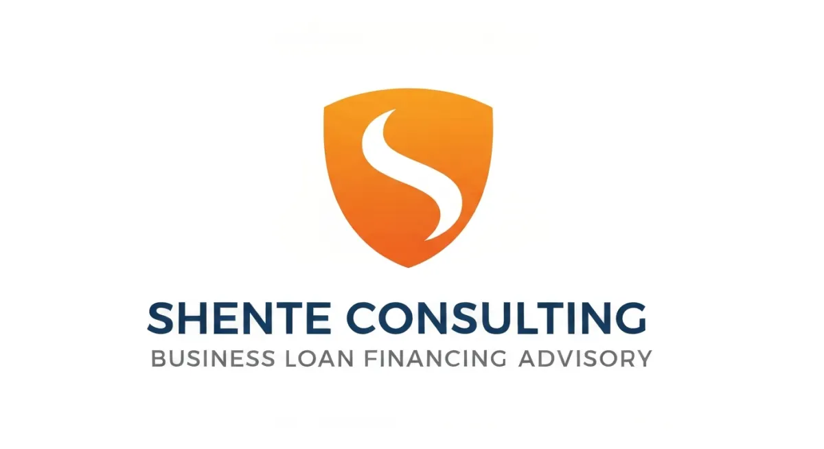 Company logo with an abstract orange shield/S shape and text 'SHENTE CONSULTING BUSINESS LOAN FINANCING ADVISORY'