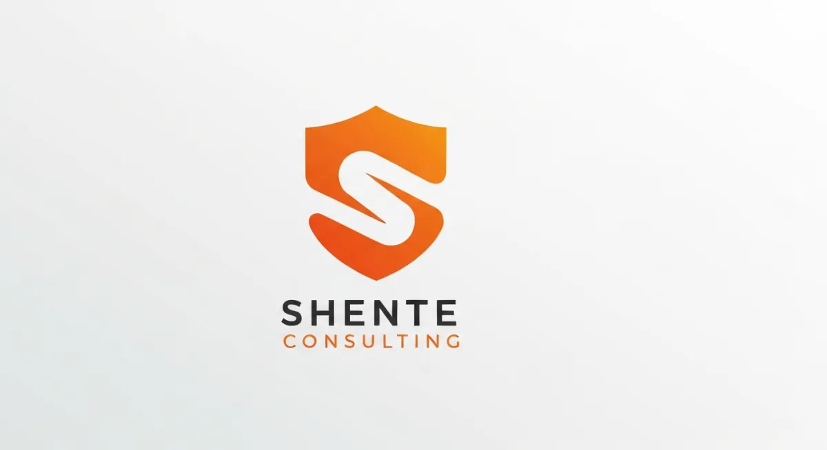 Company logo with an abstract orange shield/S shape and text 'SHENTE CONSULTING'