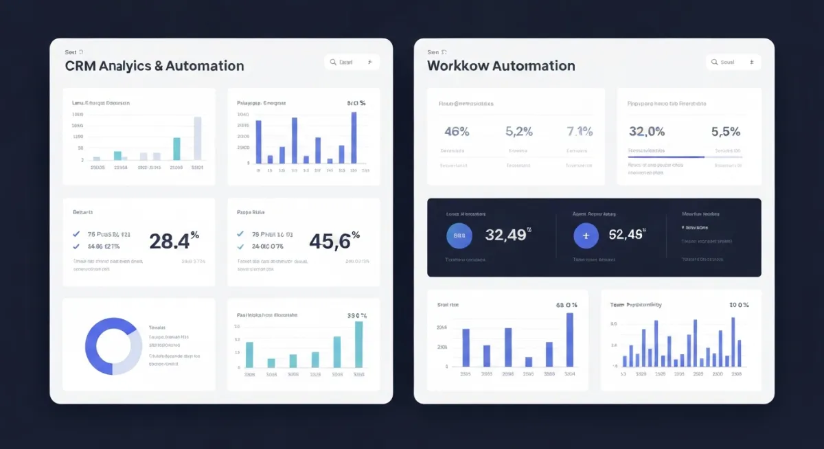 A dark-themed dashboard interface with various charts and graphs.
