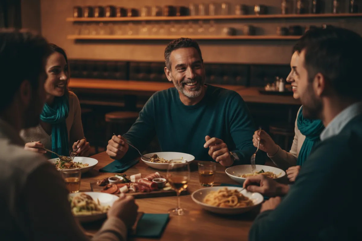 Persona adulta disfrutando de su vida social con amigos