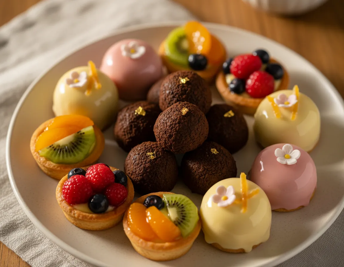 Elegant pastry assortment close-up